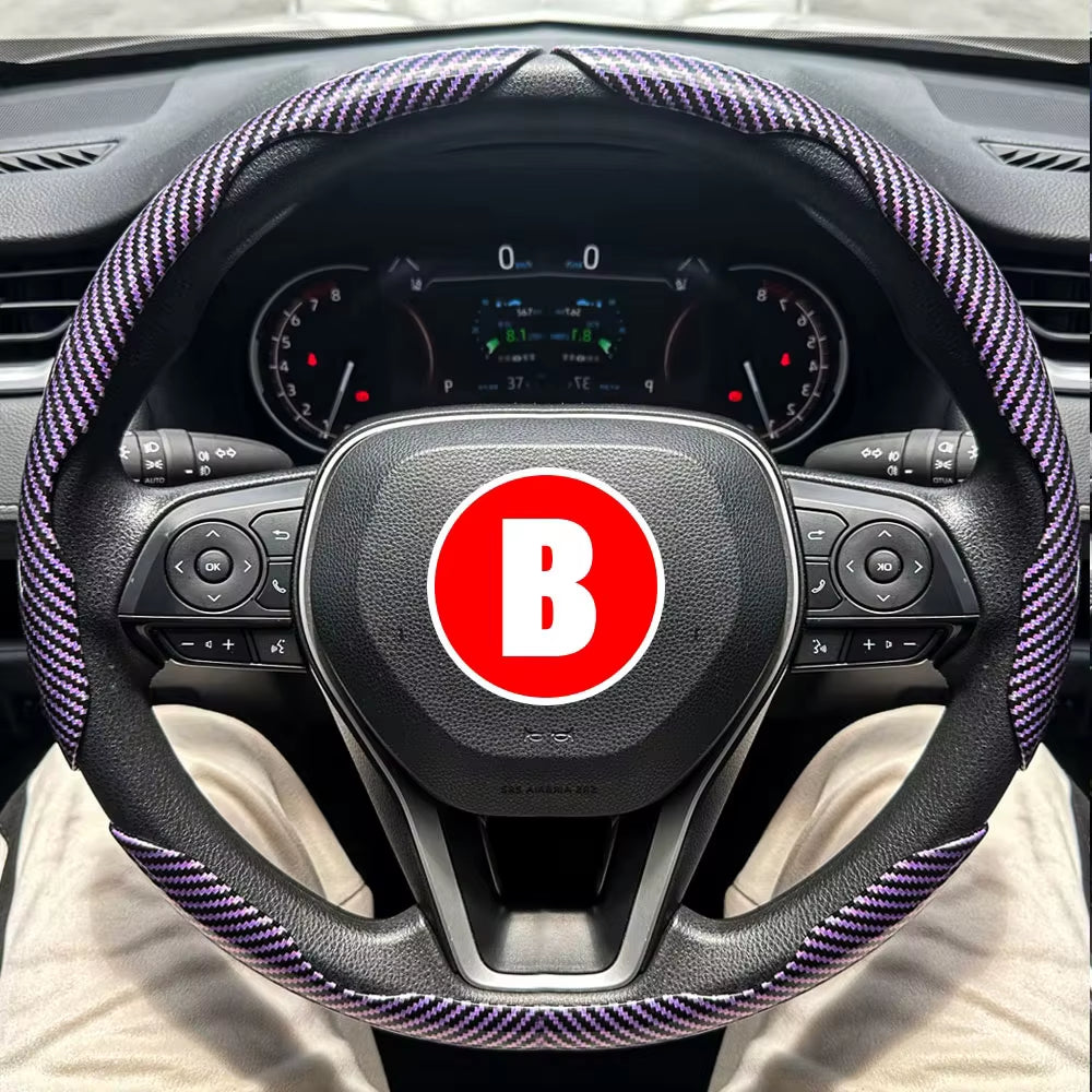 3PCS Car Steering Wheel Cover Warm Winter 38Cm round Steery Wheel Universa Glossy Laser Carbon Fiber Auto Interior Accessories