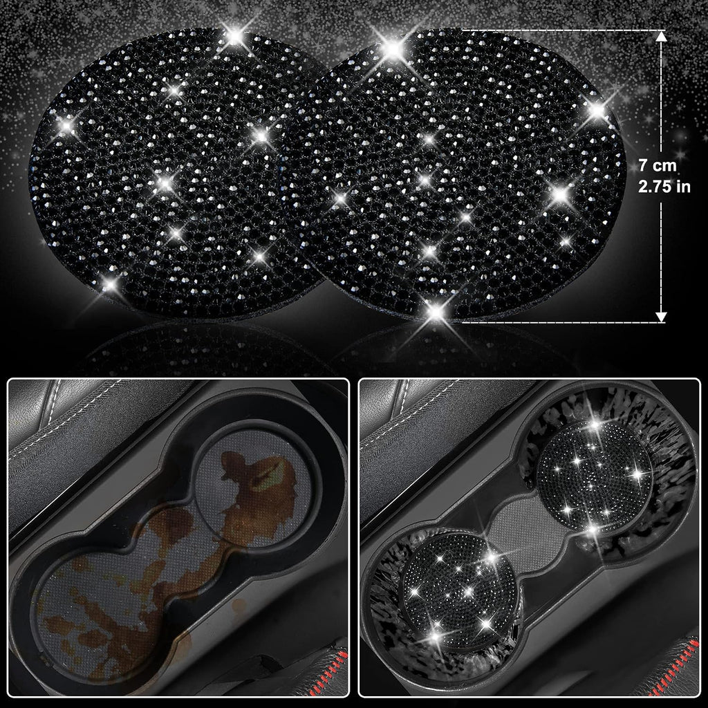 Transform Your Ride with Our Sparkly Leather Bling Seat Covers & Accessories Set! ✨💖 Perfect for Fashion-Forward Women! 🖤🚗 #CarGoals #BlingItOn