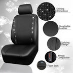 Transform Your Ride with Our Sparkly Leather Bling Seat Covers & Accessories Set! ✨💖 Perfect for Fashion-Forward Women! 🖤🚗 #CarGoals #BlingItOn