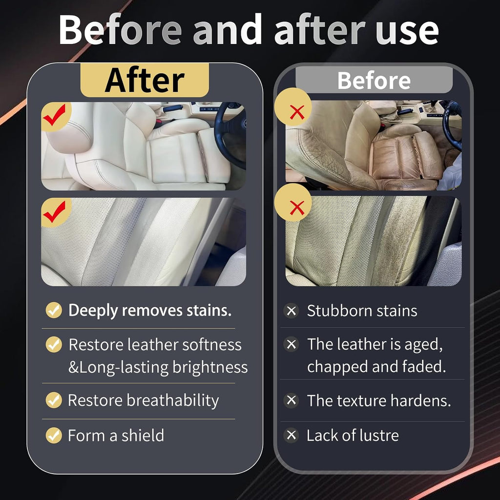 Graphene Leather Cleaner & Conditioner Kit - Deep Clean, Restore & UV Protection for Car Seats, Furniture, Couches, Shoes - Includes Microfiber Towel & 3D Applicator.