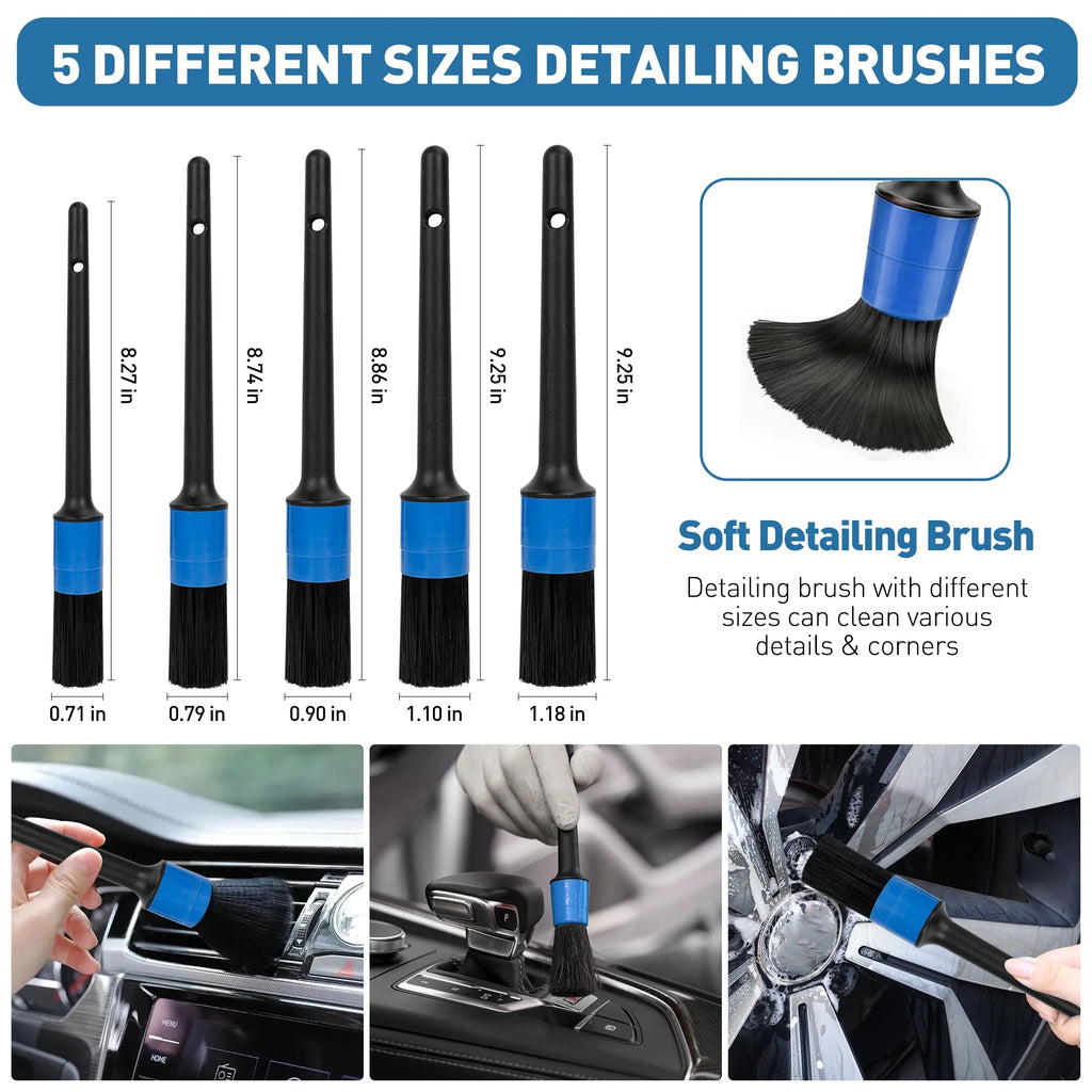 33Pcs Car Detailing Kit, Car Cleaning Kit with Professional Car Detailing Brush Set, Car Wash Kit and Auto Detailing Kit. Reusable Car Wash Brush Kit for Interior, Exterior, Dashboard, Wheels,Leather