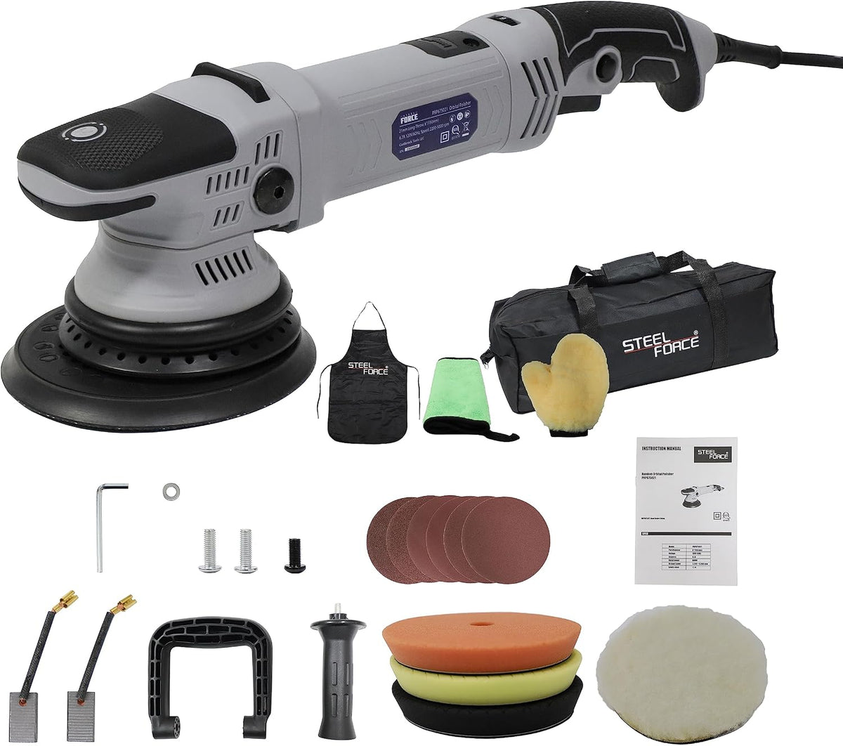PRP675021 6-Inch Dual Action/Da Polisher, Buffer Waxer with Lock Switch and 6 Variable Speeds for Car Detailing, Tile Cleaning and Wood Polishing