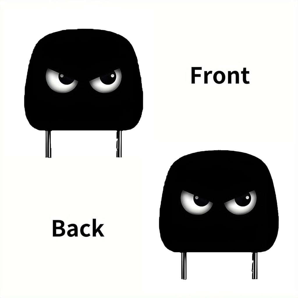 2PCS Funny Cartoon Car Headrest Covers, Cute Funny Cartoon Eyes Car Seat Head Rest Protector for Auto Front Seat Rest Decoration (A-2 Pairs)