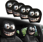 2PCS Funny Cartoon Car Headrest Covers, Cute Funny Cartoon Eyes Car Seat Head Rest Protector for Auto Front Seat Rest Decoration (A-2 Pairs)