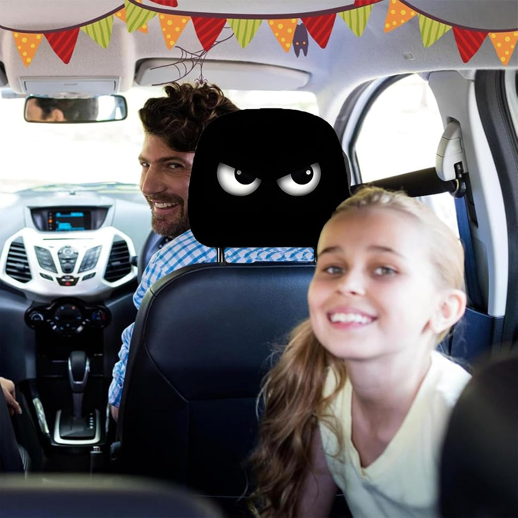 2PCS Funny Cartoon Car Headrest Covers, Cute Funny Cartoon Eyes Car Seat Head Rest Protector for Auto Front Seat Rest Decoration (A-2 Pairs)