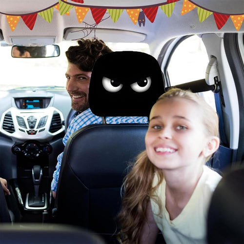 2PCS Funny Cartoon Car Headrest Covers, Cute Funny Cartoon Eyes Car Seat Head Rest Protector for Auto Front Seat Rest Decoration (A-2 Pairs)