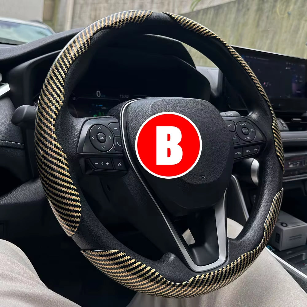3PCS Car Steering Wheel Cover Warm Winter 38Cm round Steery Wheel Universa Glossy Laser Carbon Fiber Auto Interior Accessories