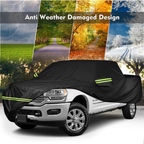 Waterproof Car Cover for 1998-2022 Dodge Ram 2500 3500 Crew Cab 6.5 Ft Short Bed Truck Cover, All Weather Windproof 210D Oxford Car Covers with Zipper Door for Sun Rain Snow UV Dust Protection