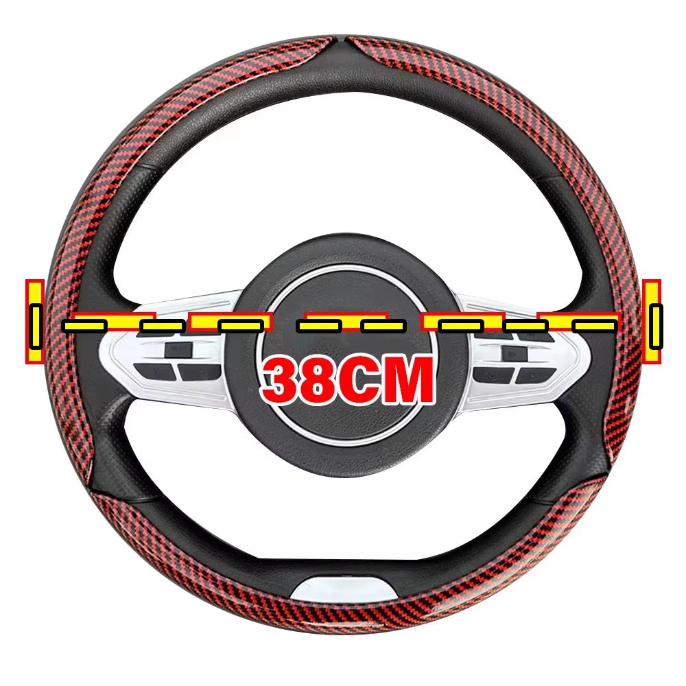 3PCS Car Steering Wheel Cover Warm Winter 38Cm round Steery Wheel Universa Glossy Laser Carbon Fiber Auto Interior Accessories