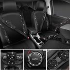 Transform Your Ride with Our Sparkly Leather Bling Seat Covers & Accessories Set! ✨💖 Perfect for Fashion-Forward Women! 🖤🚗 #CarGoals #BlingItOn