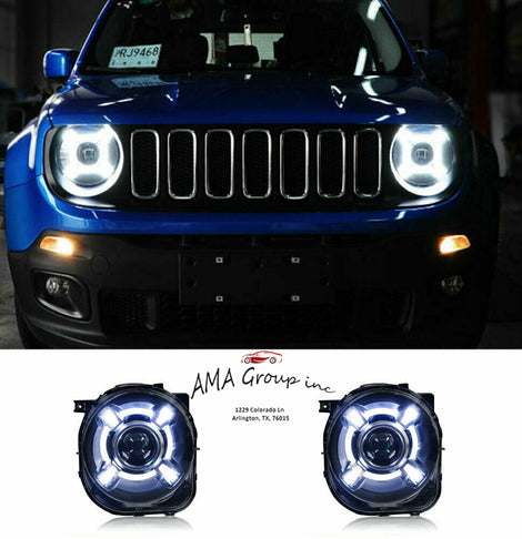 2015-2018 Jeep Renegade LED Headlight DRLs Bi Xenon Projector Lens